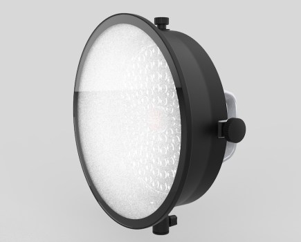 The Rotolight SmartSoft Box fitted onto an AEOS 2 LED light
