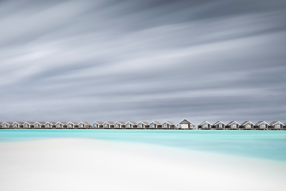 maldives huts minimalist landscapes