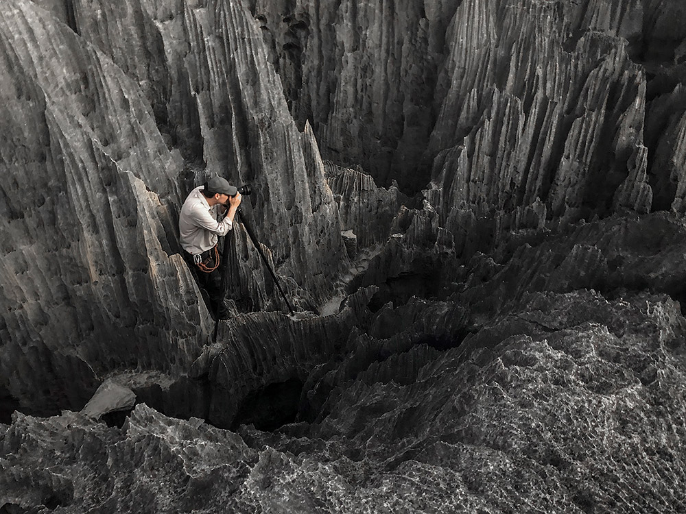 Marsel van Oosten at work in the Tsingys of Madagascar