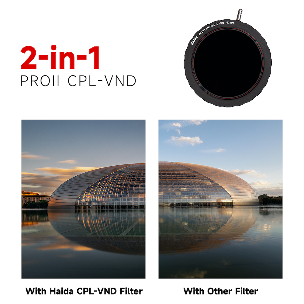 Comparison shots of the Haida CPL-VND 2-in-1 filter results (left) alongside another filter (right)