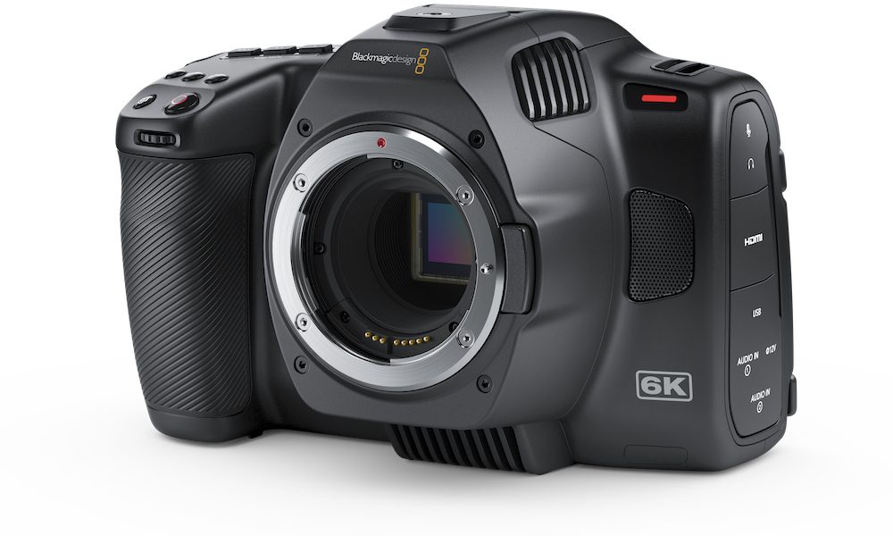 The Blackmagic Pocket Cinema Camera 6K G2 features an EF lens mount