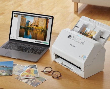 The new Canon imageFORMULA RS40 can scan 30 photographic prints per minute