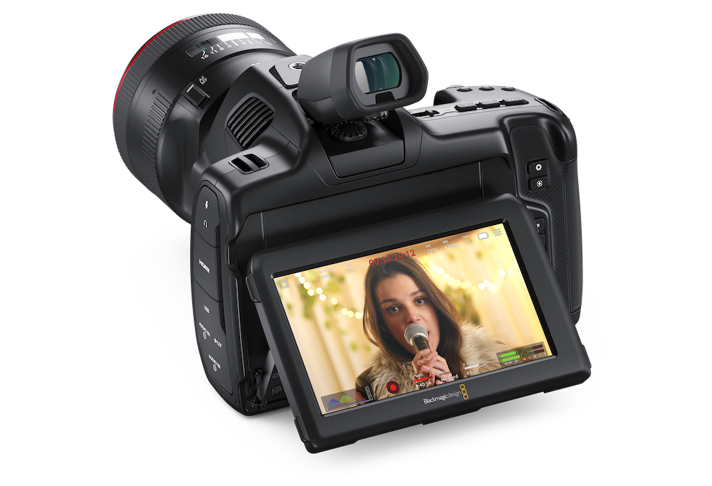 The rear tilting LCD panel of the Blackmagic Pocket Cinema Camera 6K G2