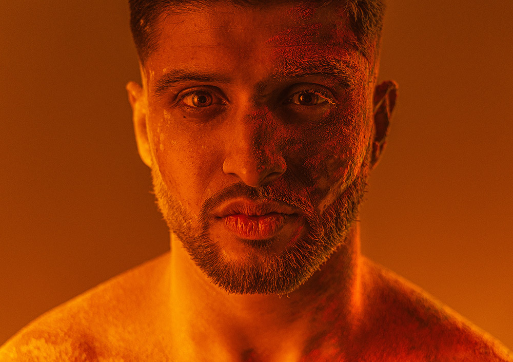 Professional wrestler Hari Singh. Image: James Musselwhite lit with red light, photography career