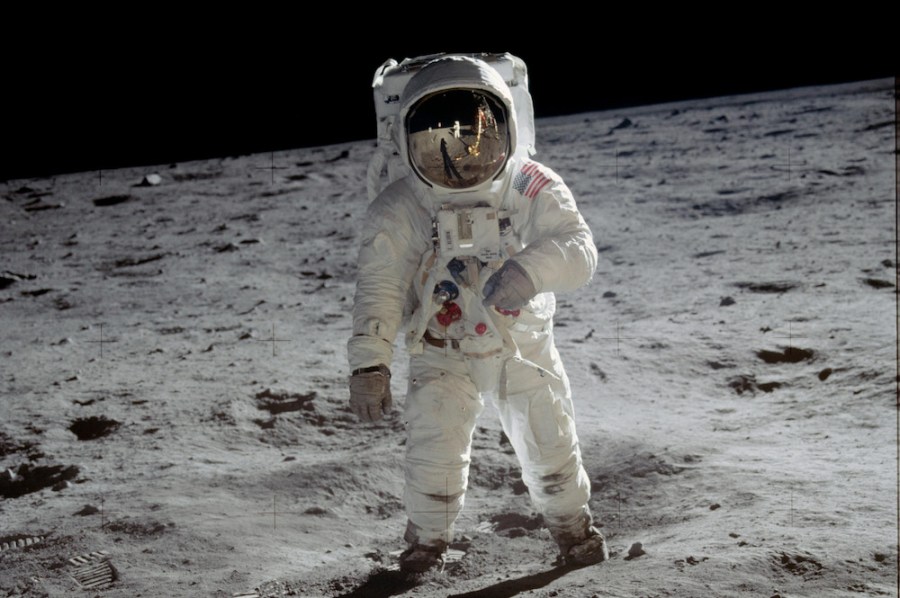 Buzz Aldrin on the surface of the Moon, July 1969. Image: courtesy NASA