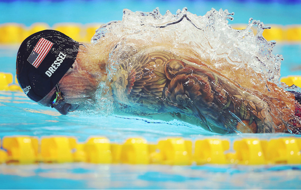 Caeleb Dressel (USA) winning Men's 100m butterfly final, 31 July 2021, Olympics, Tokyo. © Ian MacNicol