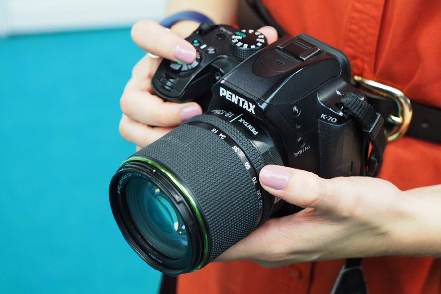 Pentax K-70 in hand, as used by Jessica Miller, photo: Joshua Waller