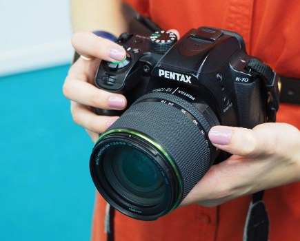 Pentax K-70 in hand, as used by Jessica Miller, photo: Joshua Waller