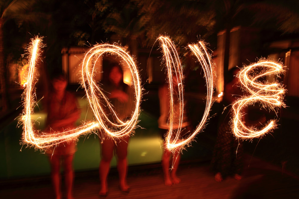 Writing with sparklers, light painting, Photo: Shutterstock, wibulpass