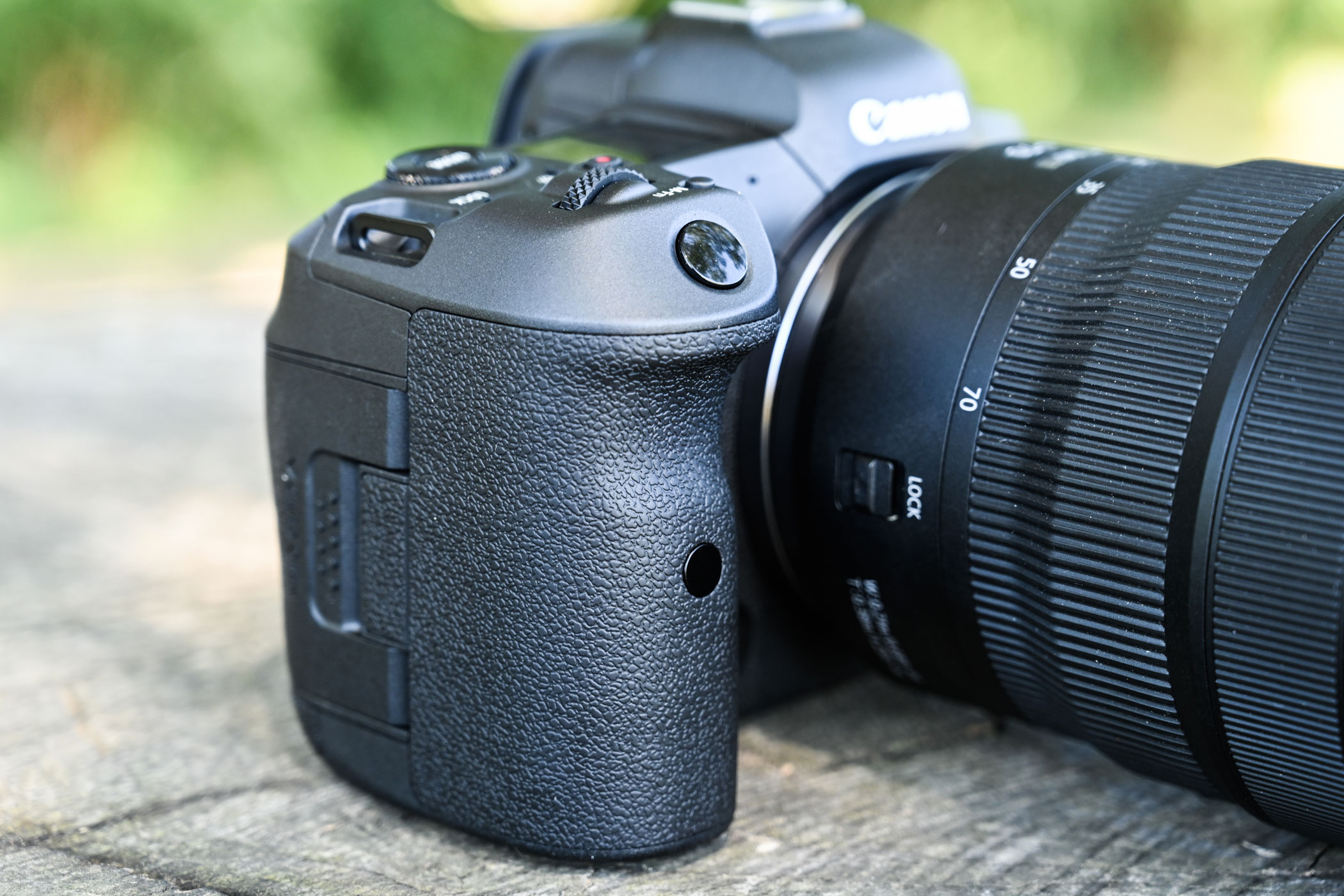 The tall, deep handgrip is every bit as good as those used on Canon's EOS 5D-series DSLRs