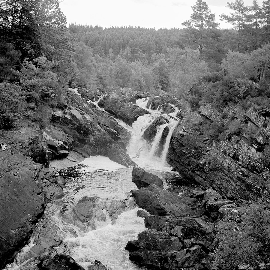 Image: Zach Knott, Scotland Waterfall Leap of Faith uwe graduate black and white landscape photo