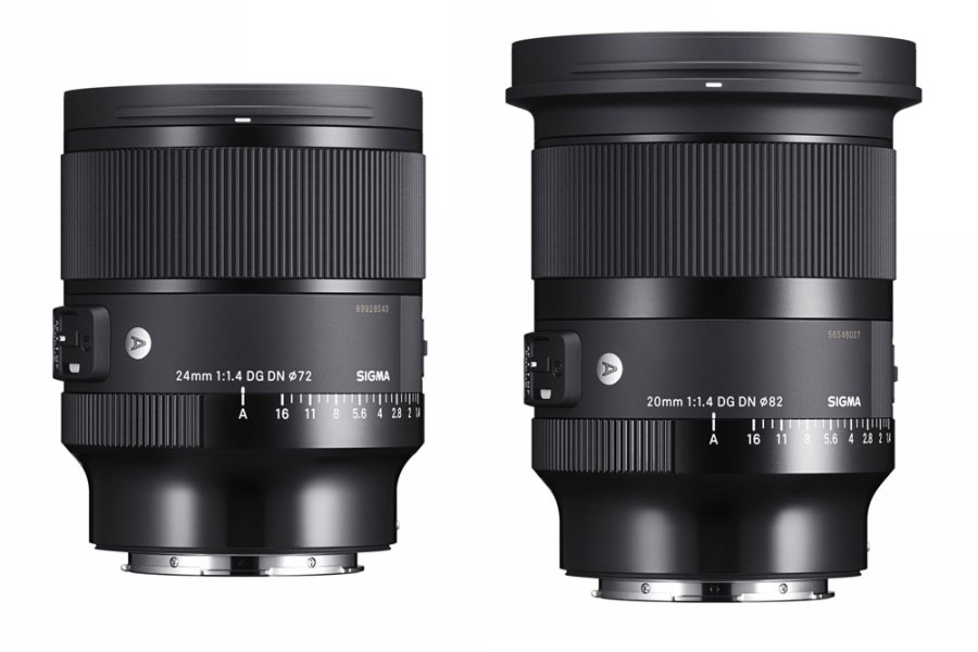 Sigma lenses in black, 20mm (left) and 24mm