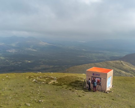 Hikers visit a Wex Photo Video camera store on the summit of Moel Hebog in Snowdonia. Photo credit: Anthony Devlin/PinPep