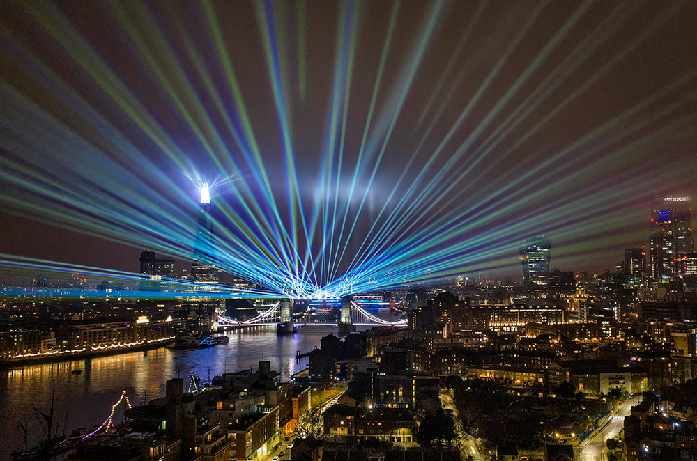 light display over london
