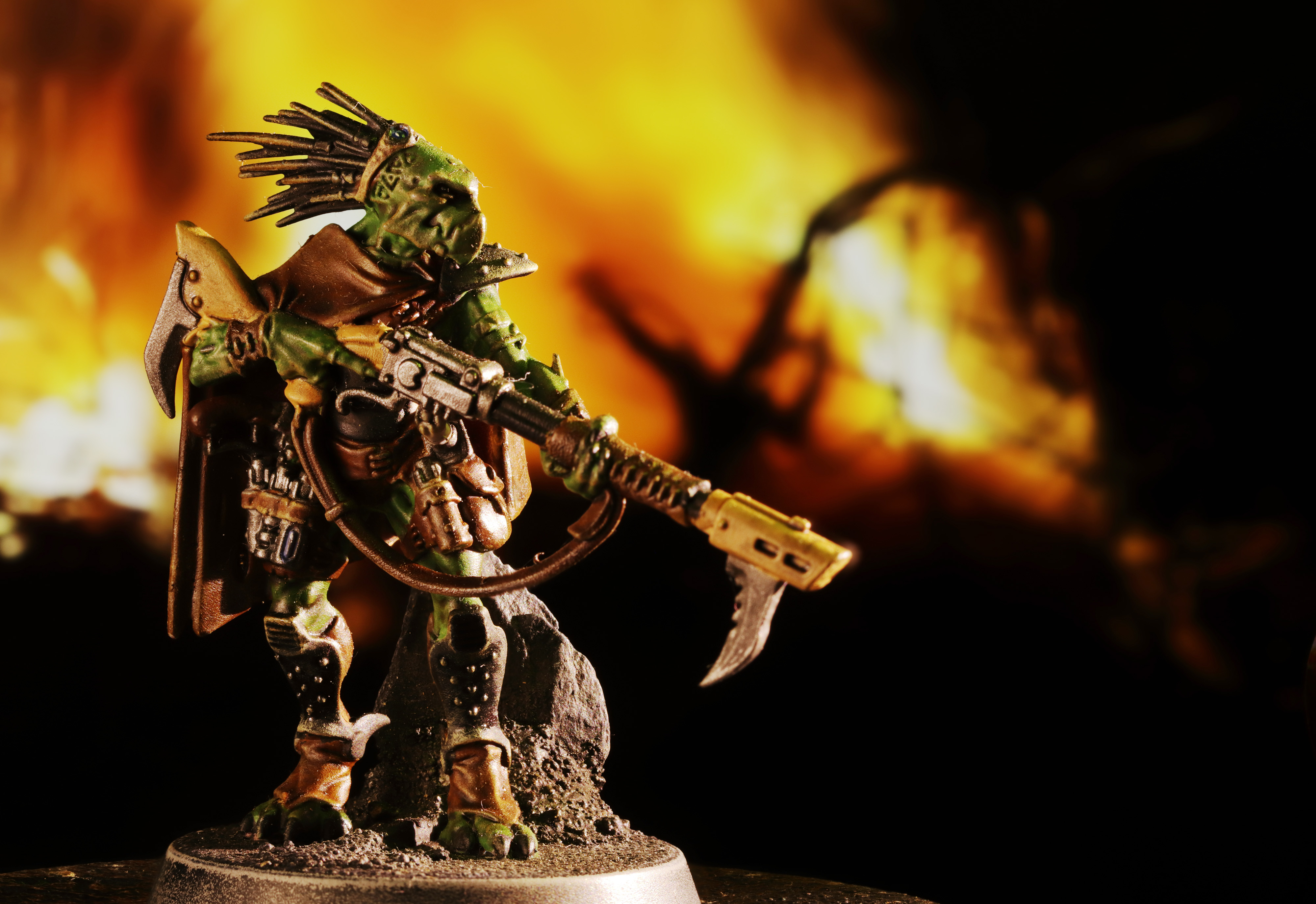 Warhammer fantasy figurine macro shot, lit using Adaptalux Studio LEDs
