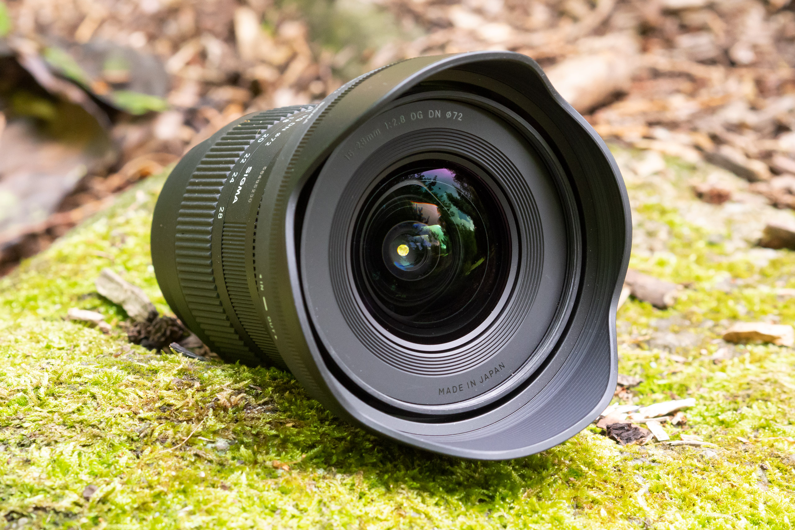The Sigma 16-28mm F2.8 DG DN C lens from the front