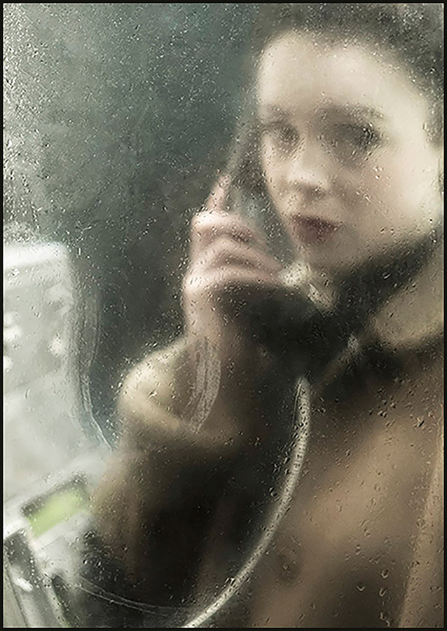 girl looking through frosted glass of telephone box on phone wendy mountford apoy round seven results