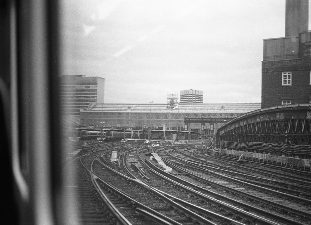 looking through train window towards london waterloo station eerie fine art photo