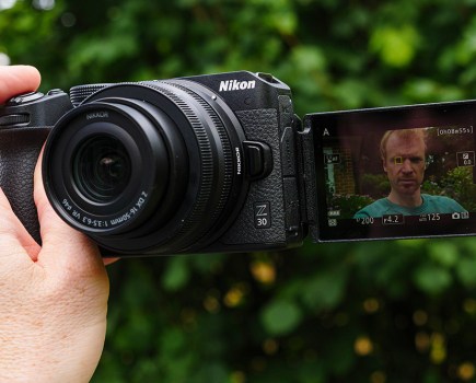 Nikon Z30 with flip-out screen.