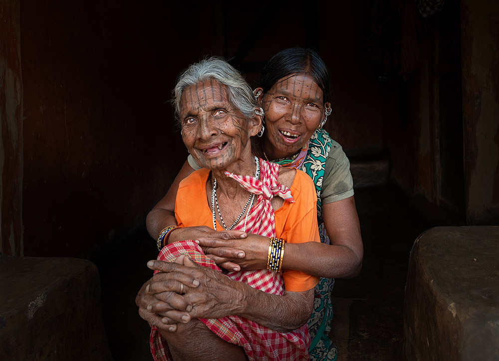 Happy Mukherjee portrait of happy grandmother and woman