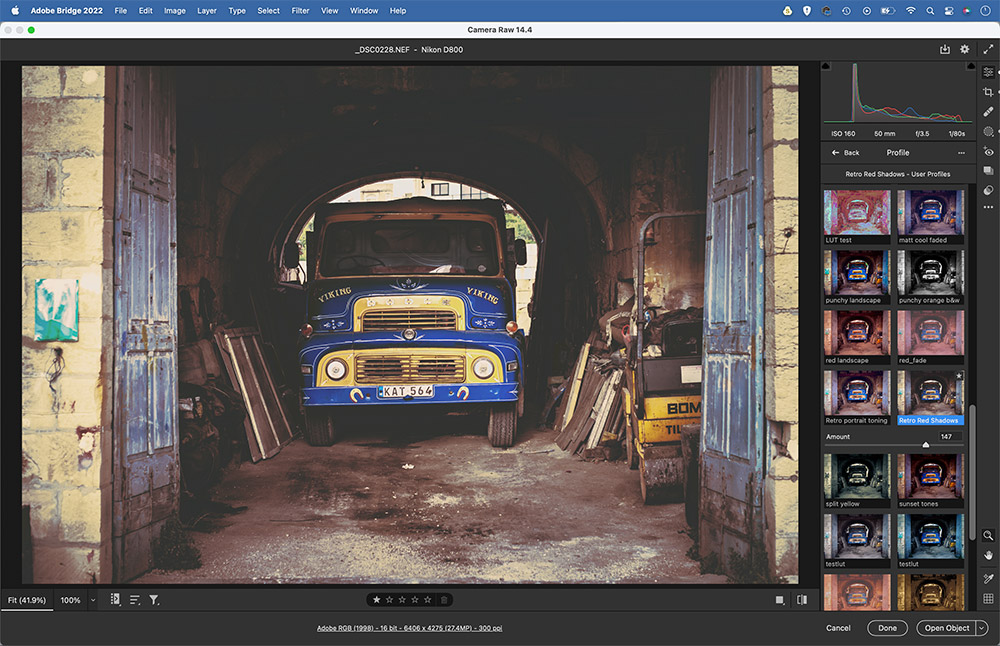 Test your new LUTs profile on other pictures for colour grading
