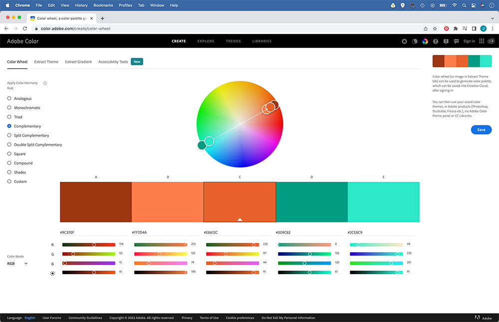 find complimentary colours to help with your colour grading