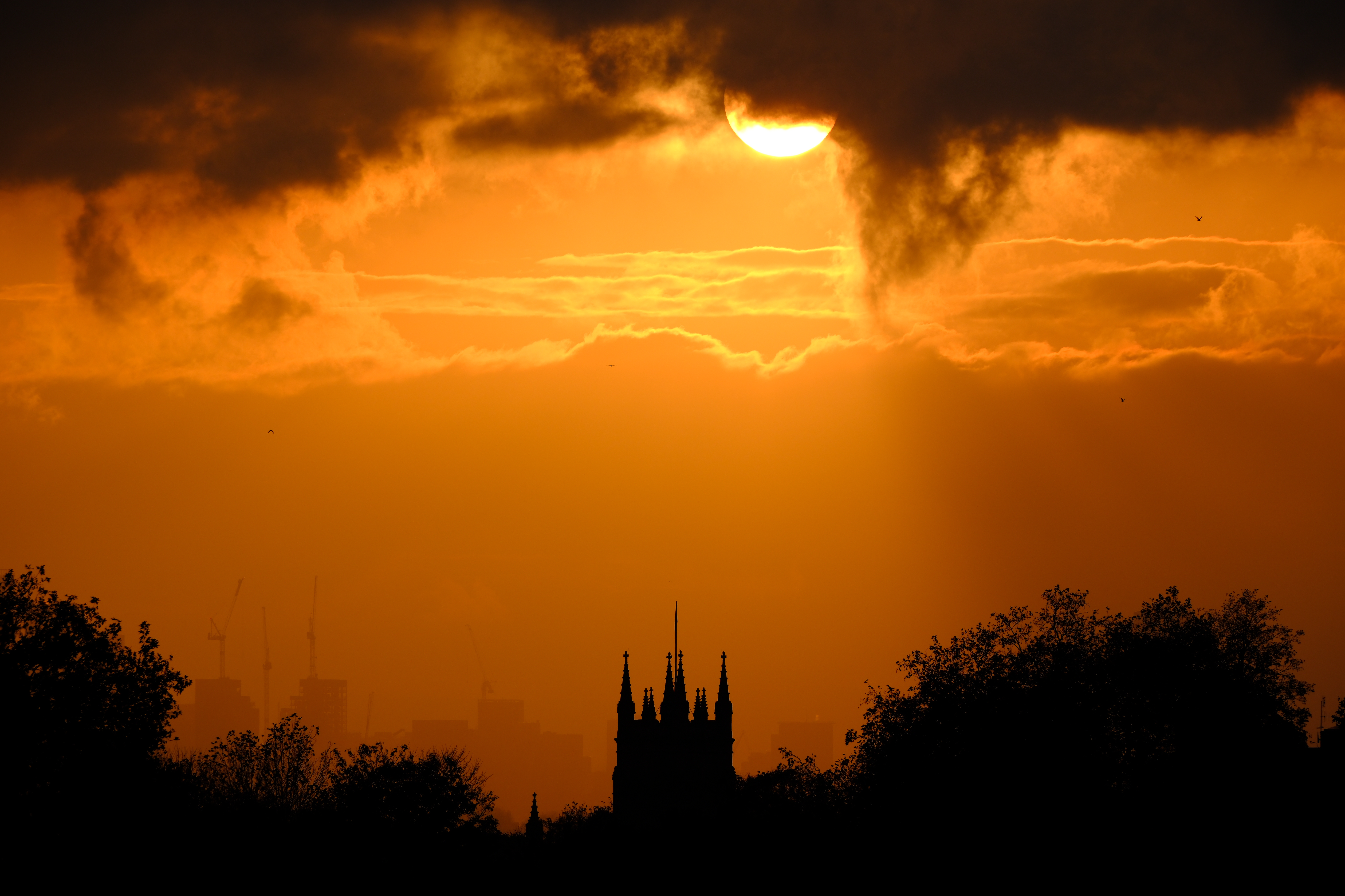 Fujifilm X-T5 sample image, sunset over St George's Church, Beckenham