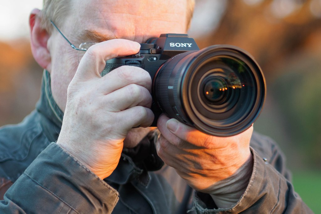 Sony A7R V in use with viewfinder