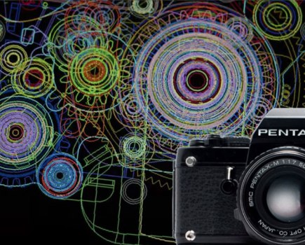 Pentax developing film camera, composite image, with Pentax LX