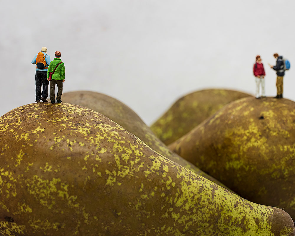 figurines still life on pears