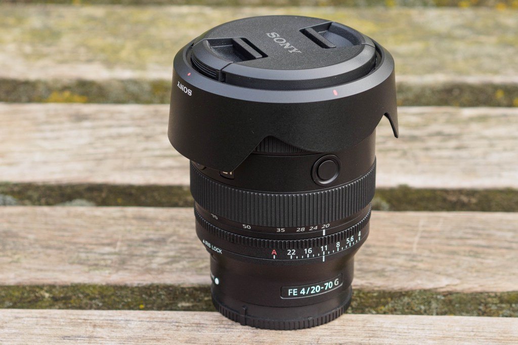Sony FE 20-70mm F4 G with caps and reversed hood 
