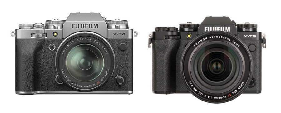 Fujifilm X-T5 vs Fujifilm X-T4 front view Sensor on display