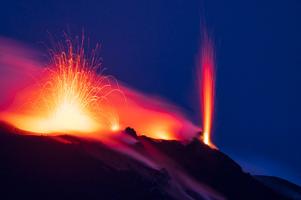 volcano eruption close up 