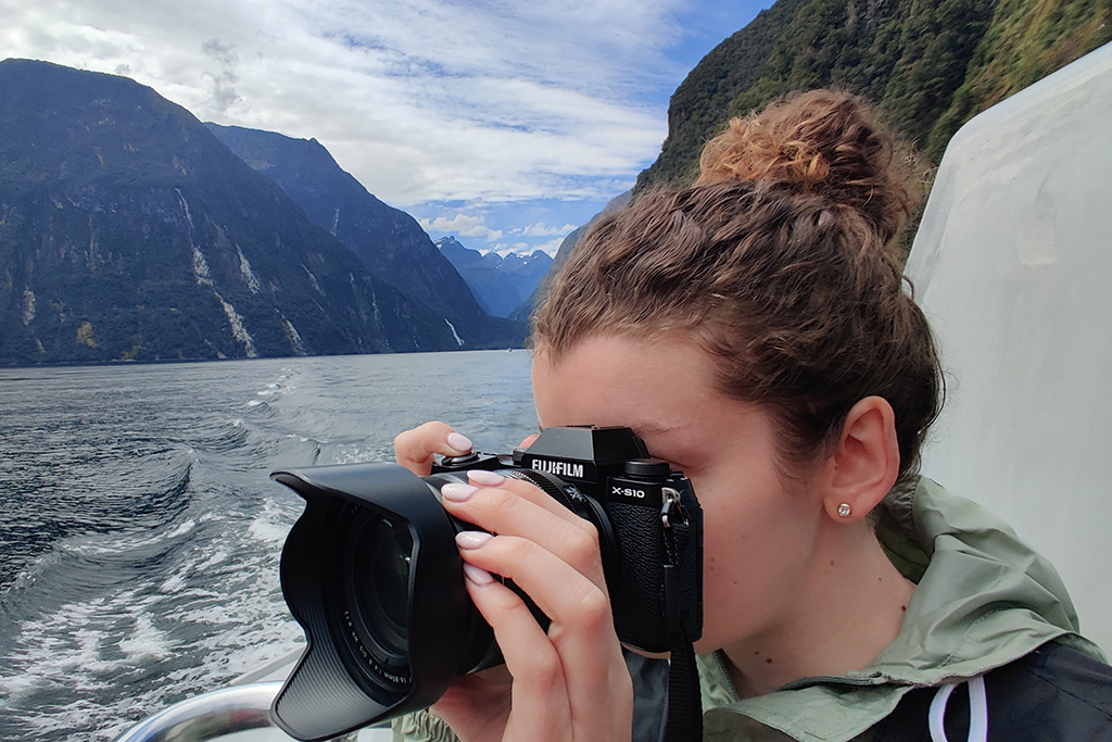 Jess at Milford Sound. Going on boat trips were the only time I was really worried about the X-S10’s lack of weather proofing. 