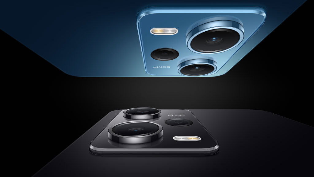 Close up of the camera of two Redmi 12 Pro 5G smartphones