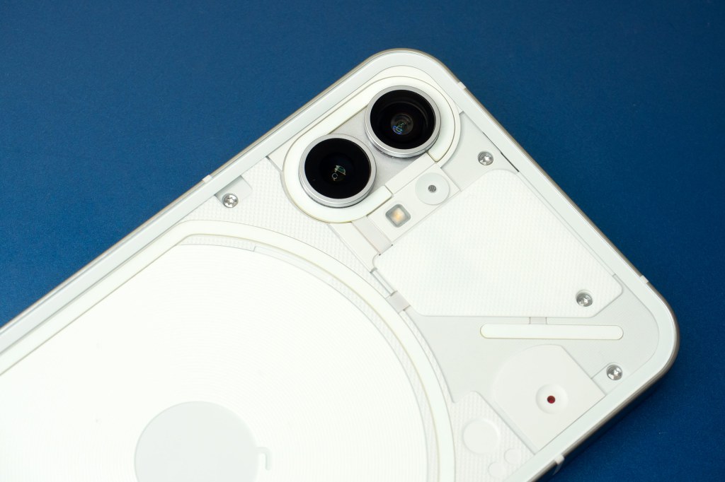 Nothing Phone 1 with twin cameras on the back (close-up). Photo: JW