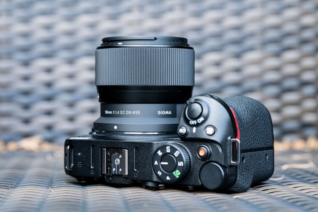 Sigma 56mm F1.4 mounted on a Nikon Z30