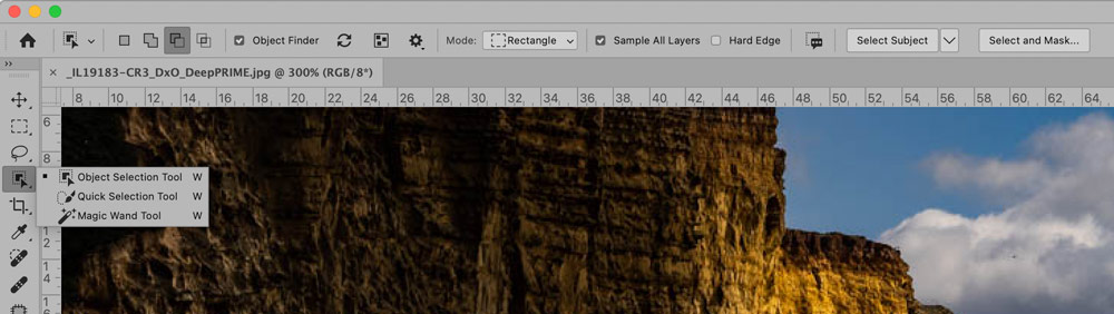 Adobe Photoshop review, object selection toolbar