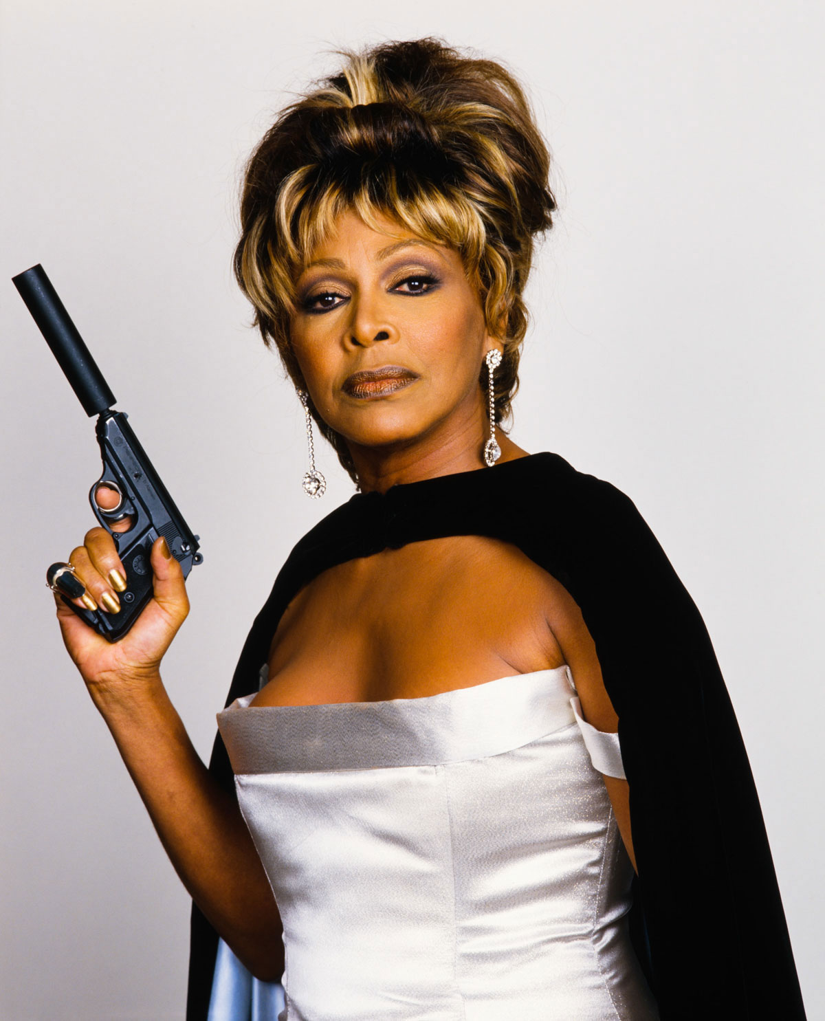 Tina Turner in a publicity shoot for the Bond film Goldeneye