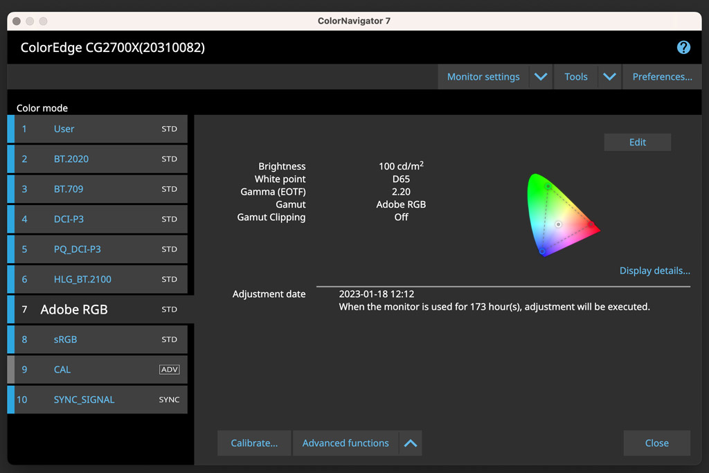 Eizo ColorNavigator7 software screenshot