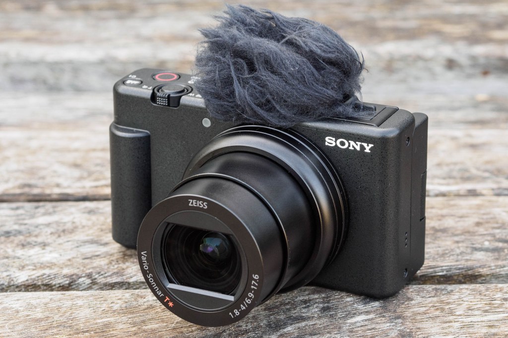 Sony ZV-1 Mark II switched on with wind shield
