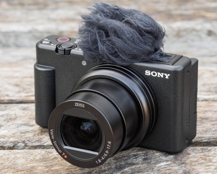 Sony ZV-1 Mark II switched on with wind shield