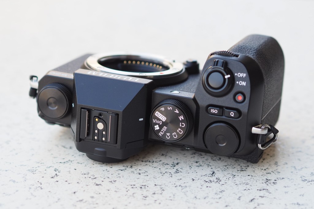 Fujifilm X-S20 top with new updated mode dial, which now features Vlog and C1-C4. Photo Joshua Waller