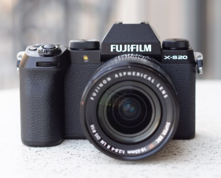 Fujifilm X-S20 front with 18-55mm lens. Photo: Joshua Waller