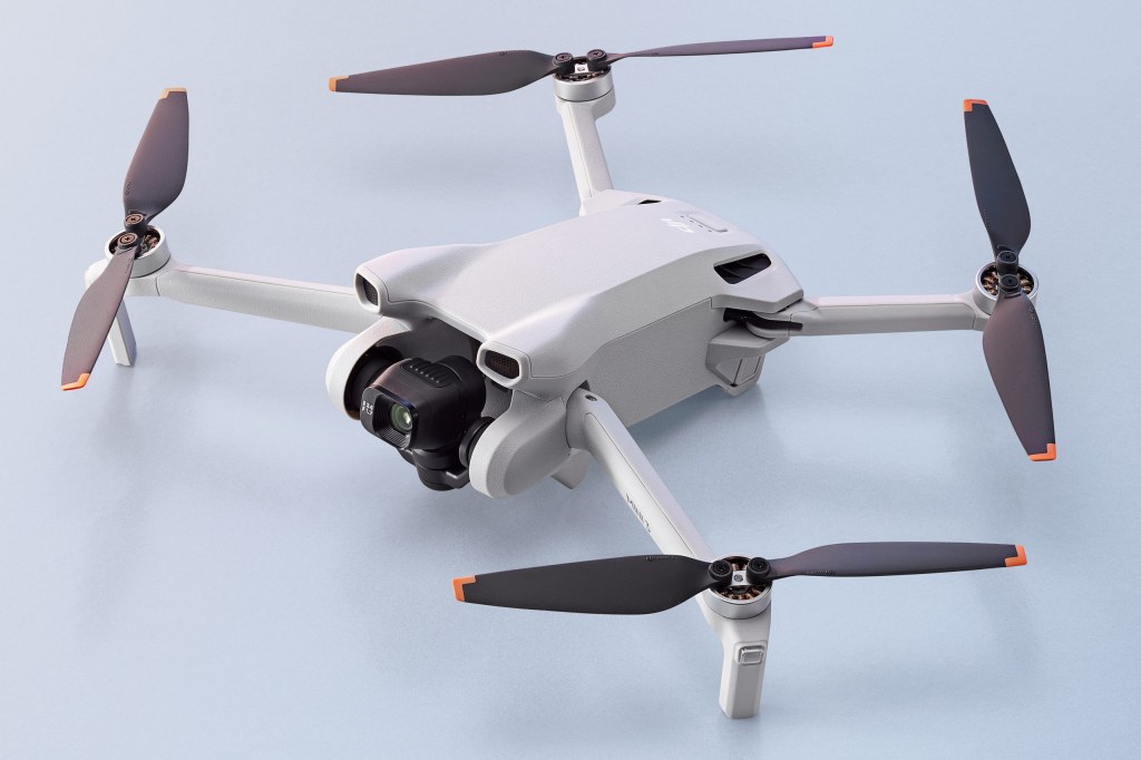 Product photo of DJI Mini 3 Drone Unfolded, Camera in horizontal mode