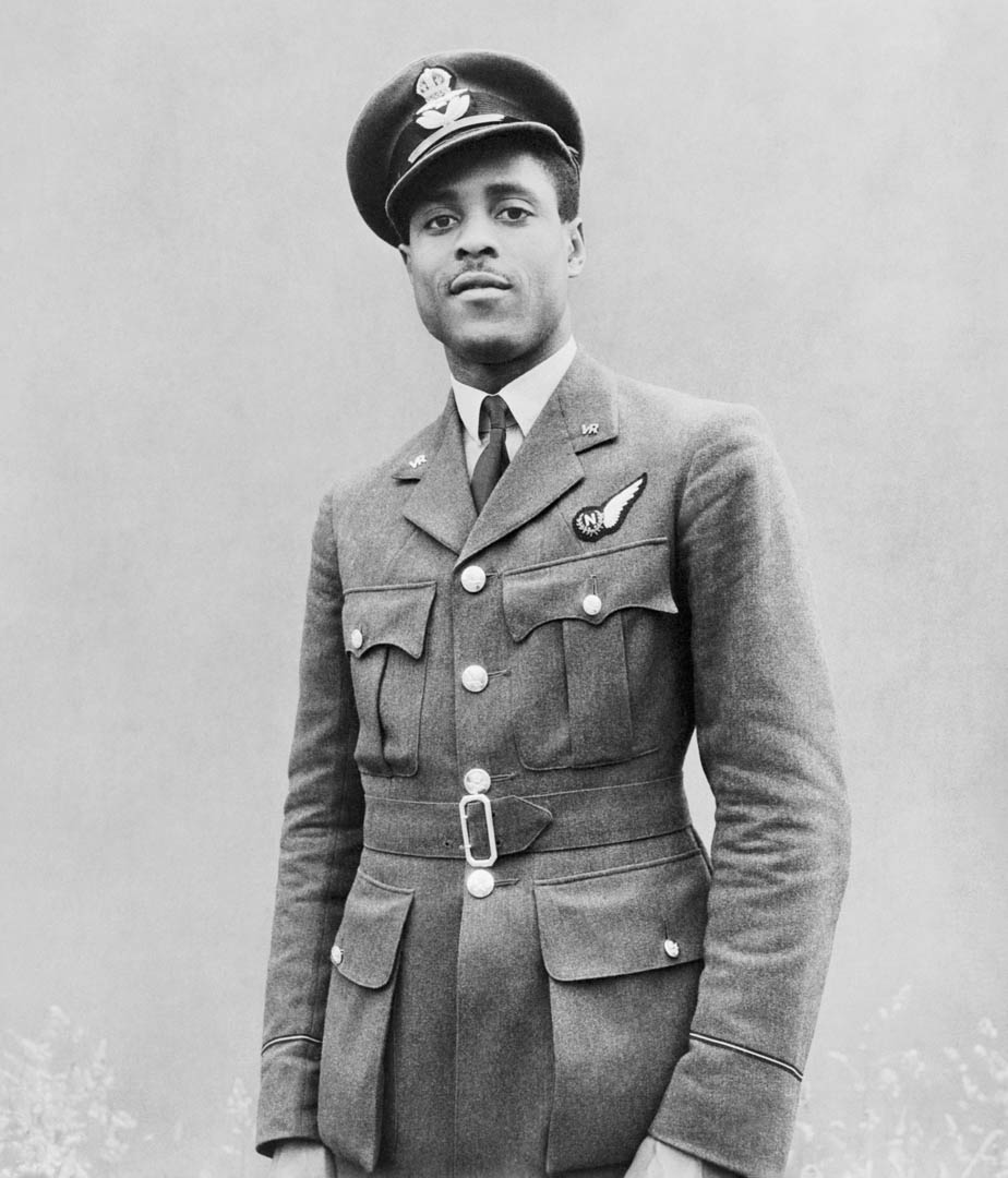 Portrait of Pilot Officer John Smythe RAFVR, Windrush, Windrush 75th anniversary