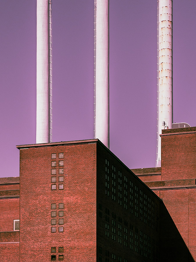 Power Plant, Copenhagen. against purple sky