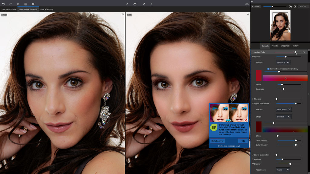 Digital makeup feature on PortraitPro 2023