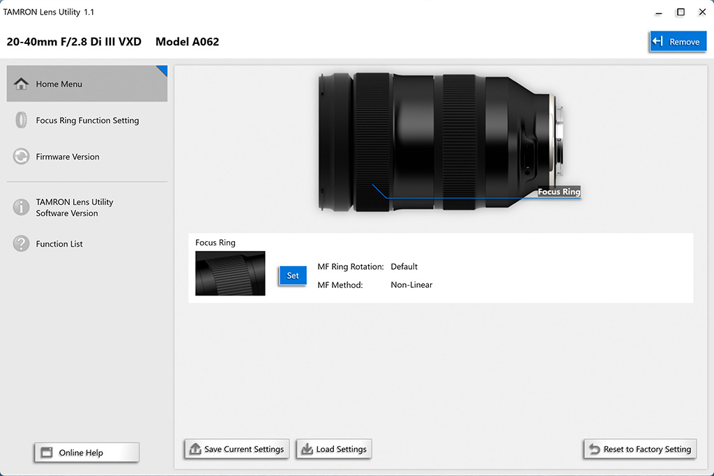 Tamron Lens Utility Software for Windows