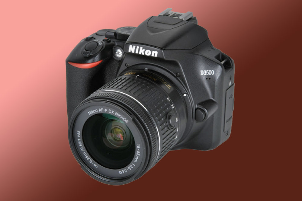 Nikon D3500 with red background. Image: AP